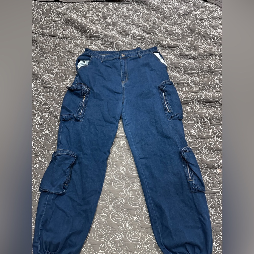 These are Dark Blue Jeans with a bunch of pockets lmao